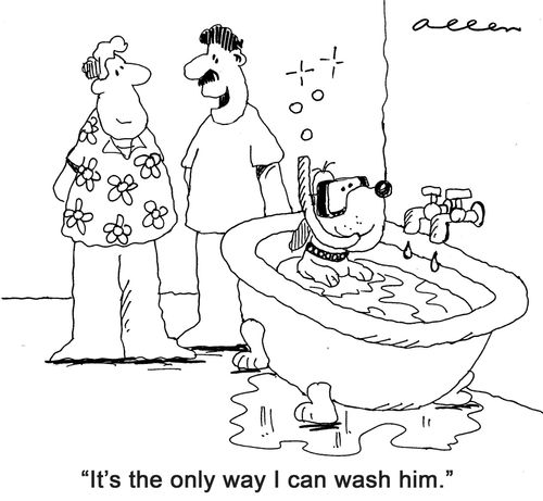 'It's the only way I can wash him.'