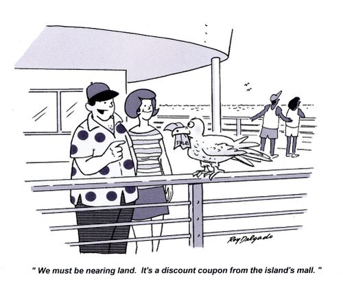 'We must be nearing land. It's a discount coupon from the island's mall.'