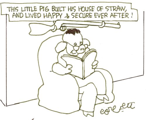 This Little Pig built his house of straw, and lived happy  secure ever after
