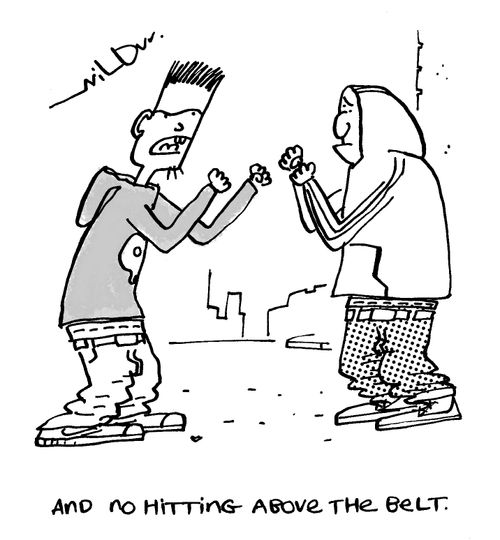 'And no hitting above the belt.'