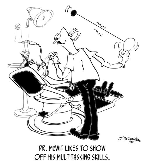Dr. McWit likes to show off his multitasking skills.