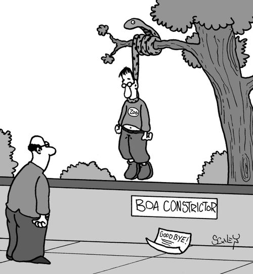 Suicide by Boa Constrictor.