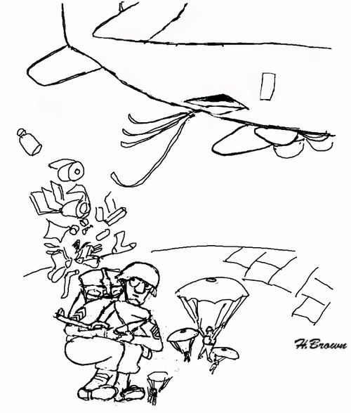 Parachutist jumps with the wrong backpacks.
