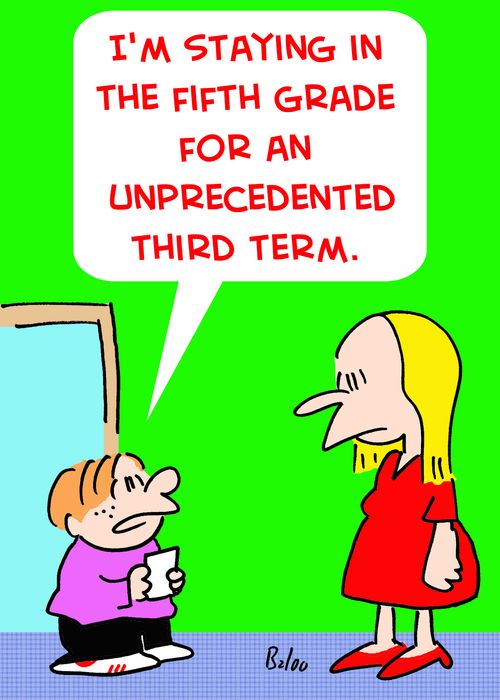 'I'm staying in the fifth grade for an unprecedented third term.'