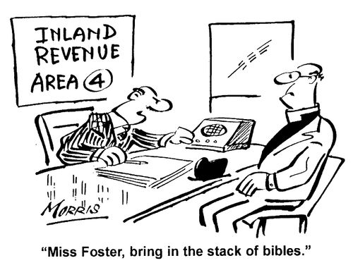Miss Foster, bring in the stack of bibles.