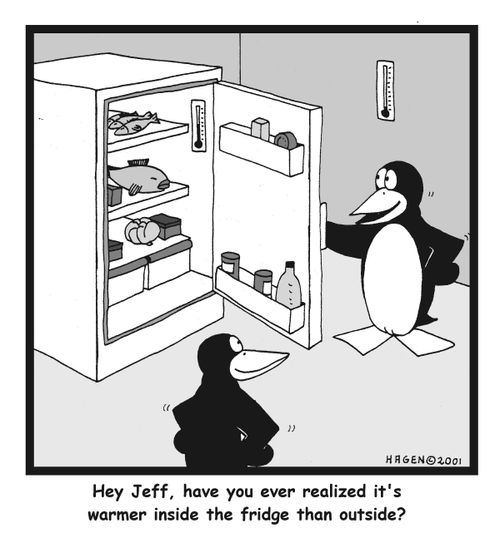 Hey Jeff, have you ever realized that it's warmer in the fridge than outside?