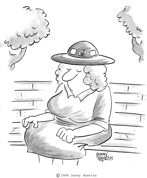Lady with a spaceship hat.