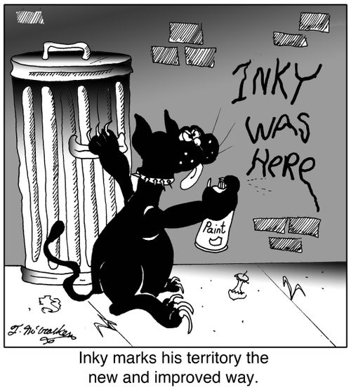 Inky marks his territory the new and improved way.