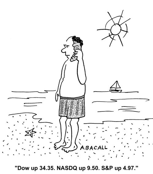 Stock quotes on beach.