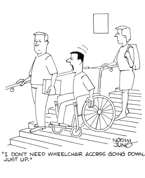'I don't need wheelchair access going down, just up.'