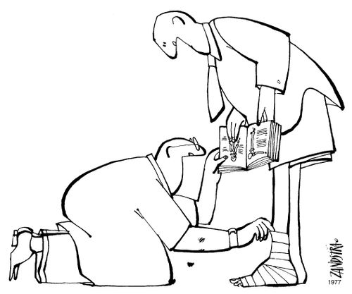 Doctor consulting a textbook.