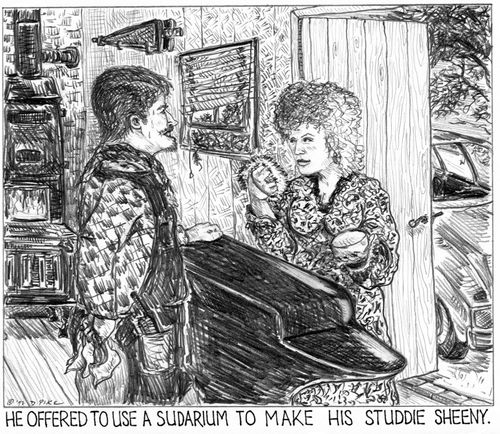 'He offered to use a sudarium to make his studdie sheeny.'
