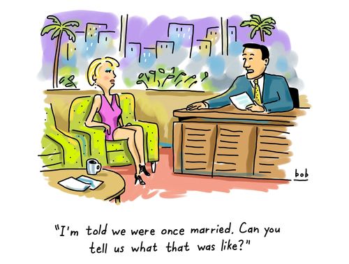 I'm told we were once married. Can you tell us what that was like?