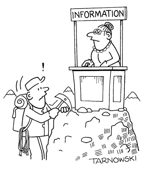 Information desk at the top of a mountain.