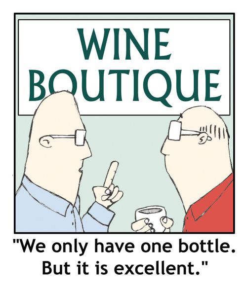 Wine boutique with only one bottle.