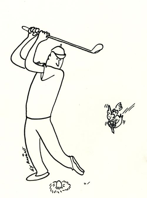 Golfer about to hit an agg