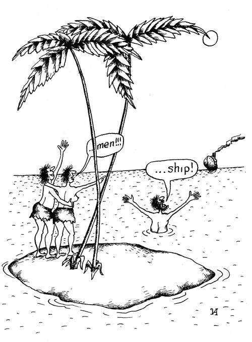 Two Women and a Man on a Desert Island
