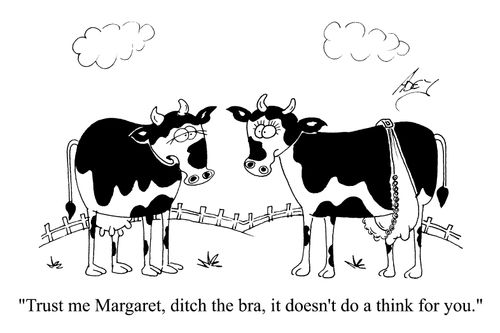 "Trust me Margaret, ditch the bra, it doesn't do a thing for you"