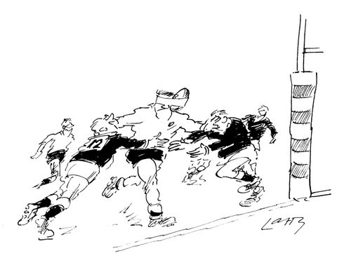 Rugby player carrying ball in his headband