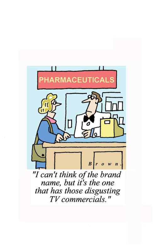 'I can't think of the brand name, but it's the one that has those disgusting TV commercials.'