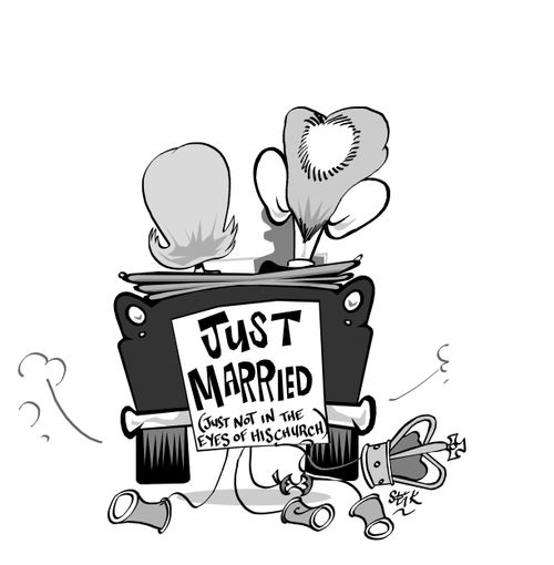 JUST MARRIED (Just not in the eyes of his church).