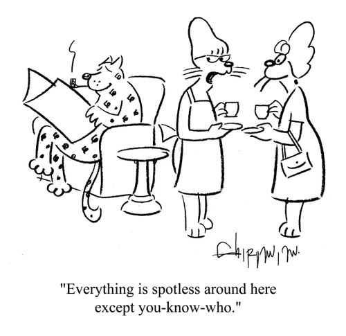 'Everything is spotless around here except you-know-who.'