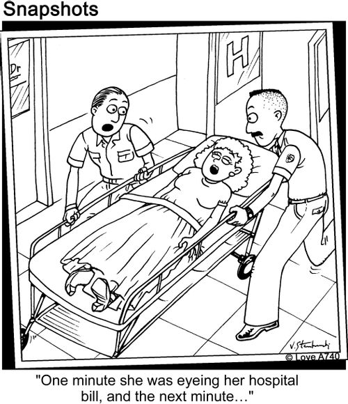 'One minute she was eyeing her hospital bill, and the next minute...'