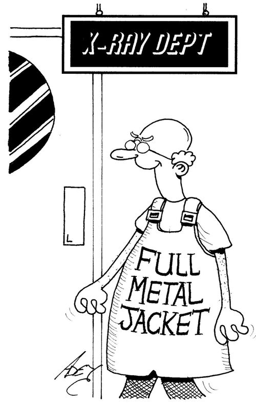 X-ray technician with full metal jacket.