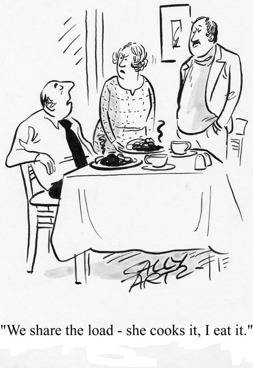 'We share the load - she cooks it, I eat it.'