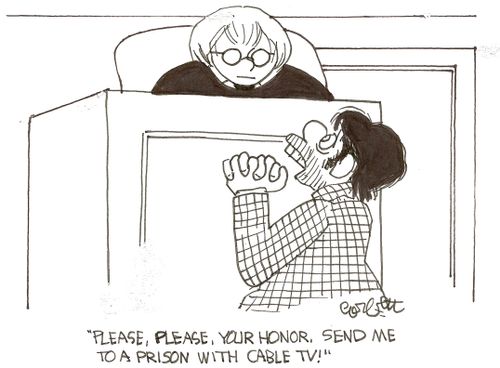 'Please, please, Your Honor, send me to a prison with cable TV!' 