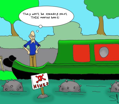 They won't be speeding past THIS moored boat!