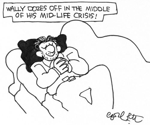Wally dozes off in the middle of his mid-life crisis.