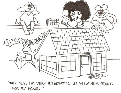 'Why, yes, I'm very interested in aluminum diding for my home...'