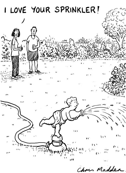 Garden sprinkler in the form of a classical statue