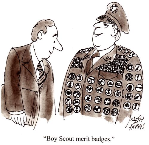 'Boy scout merit badges.'