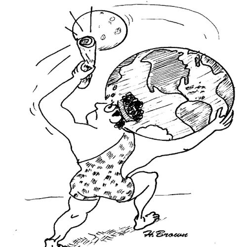 Atlas swats the moon.