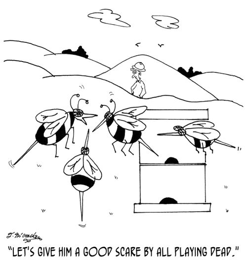 'Let's give him a good scare by all playing dead.'