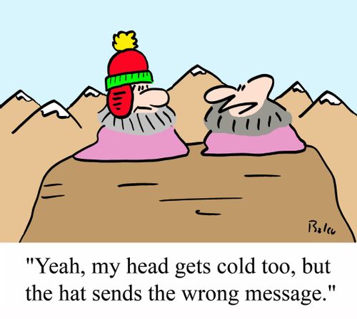 'Yeah, my head gets cold, too, but the hat sends the wrong message.'