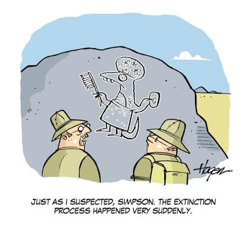 'Just as I suspected, Simpson. The extinction process happened very suddenly.'