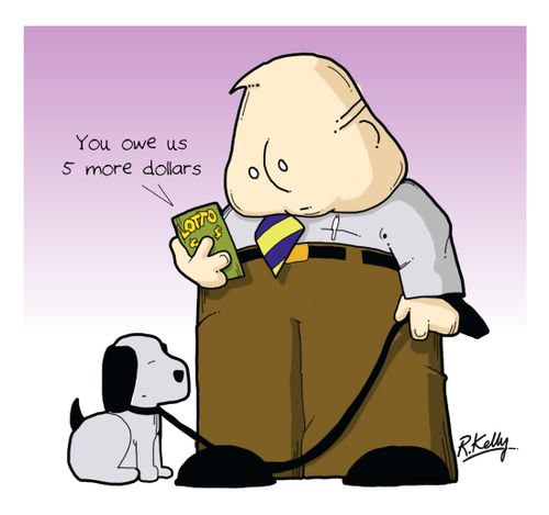 'You owe us five more dollars.'