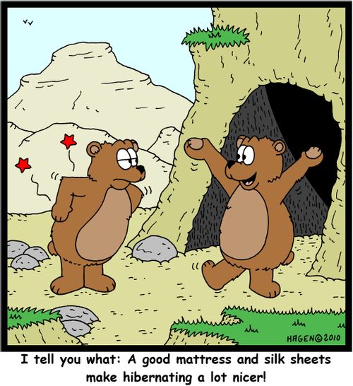 'I tell you what: A good mattress and silk sheets make hibernating a lot nicer!'