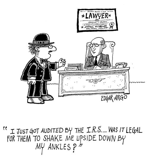 'I just got audited by the I.R.S...was it legal for them to shake me upside down by my ankles?'
