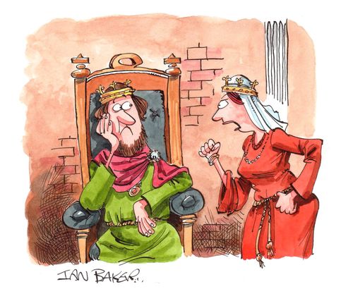 King being shouted at by Queen.