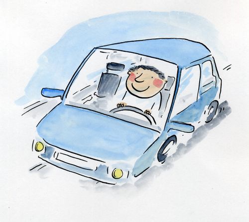 Man in car.