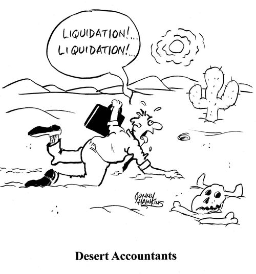 Desert Accountant yells 'Liquidation! Liquidation!' as he crawls along