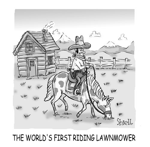 'The world's first riding lawnmower.' 