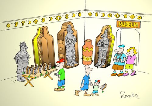 Museum - Mummy as a sales assistant.