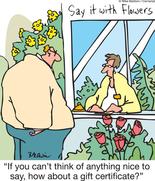 'If you can't think of anything nice to say, how about a gift certificate?'