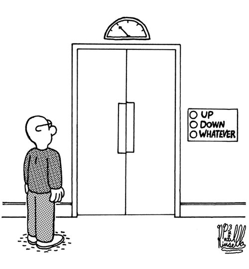Up, down, whatever (elevator with apathy)