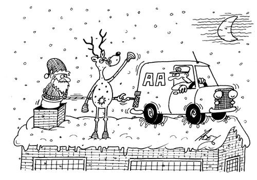 Santa being rescued by the AA.